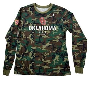 Mens The Nike Tee Long Sleeve Shirt Oklahoma Sooners Camo Jumpman Size Med NCAA